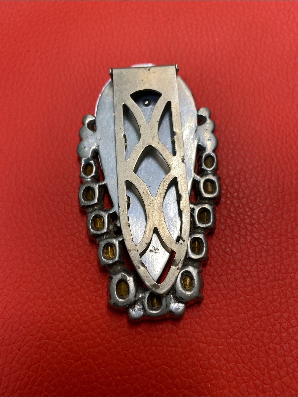 Art Deco Mother-of-Pearl Teardrop Statement Brooch/Fur Clip 1930s - Picture 3 of 5